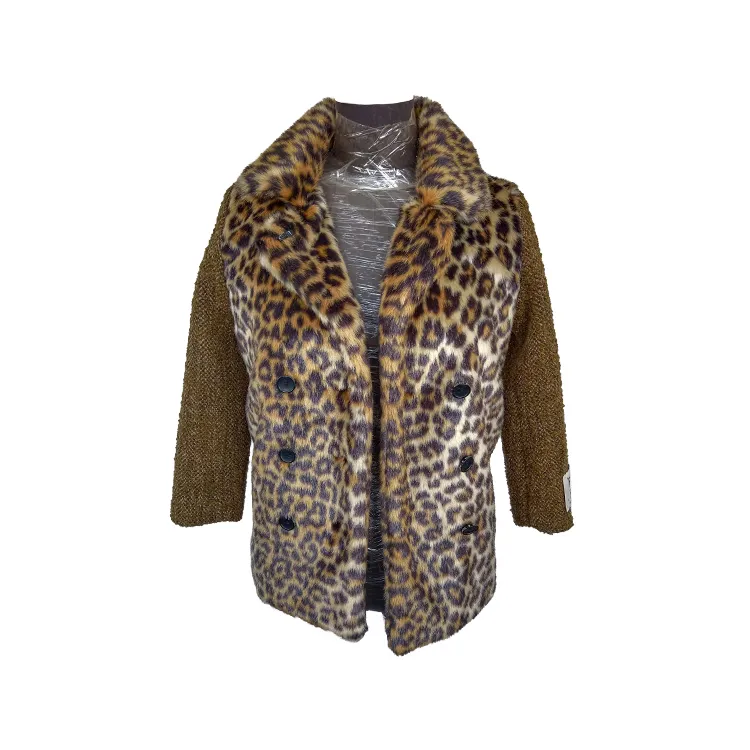 레오파드 프린트 가짜 모피 재킷 여성