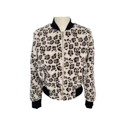 여성용 레오파드 봄버 재킷